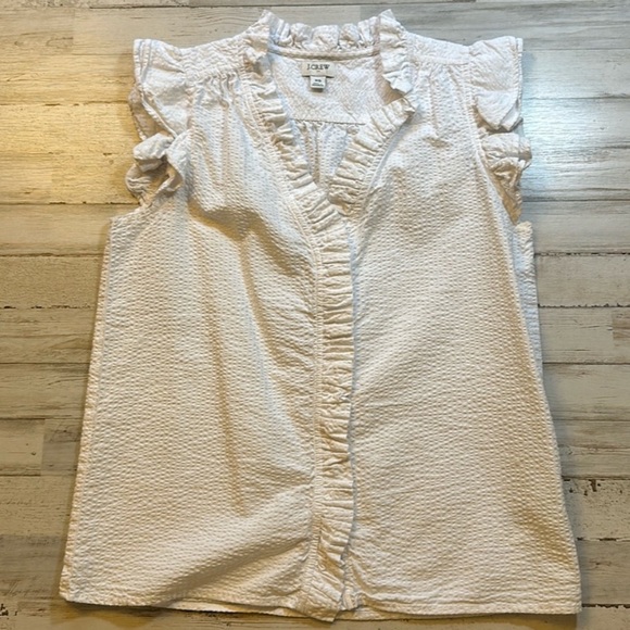 J. Crew Factory Flutter Sleeve Ruffle Top XS - Picture 1 of 4